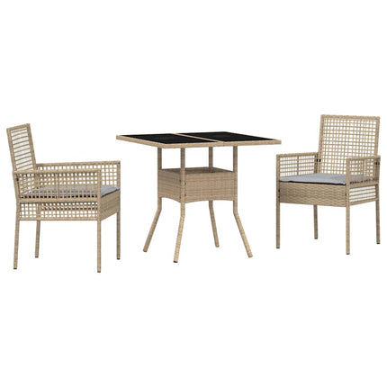 Trädgårdsmöbelset 3 st Beige konstrotting
