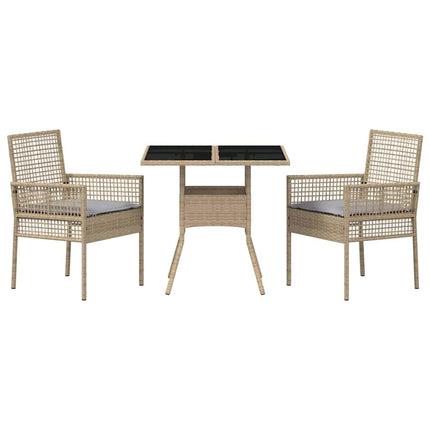 Trädgårdsmöbelset 3 st Beige konstrotting