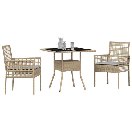 Trädgårdsmöbelset 3 st Beige konstrotting