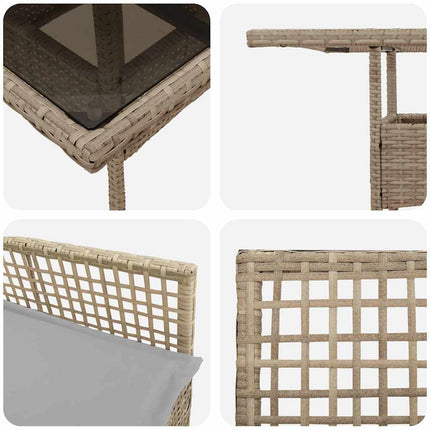 Trädgårdsmöbelset 5 st Beige konstrotting