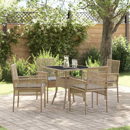 Trädgårdsmöbelset 5 st Beige konstrotting