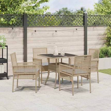 Trädgårdsmöbelset 5 st Beige konstrotting