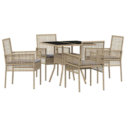 Trädgårdsmöbelset 5 st Beige konstrotting