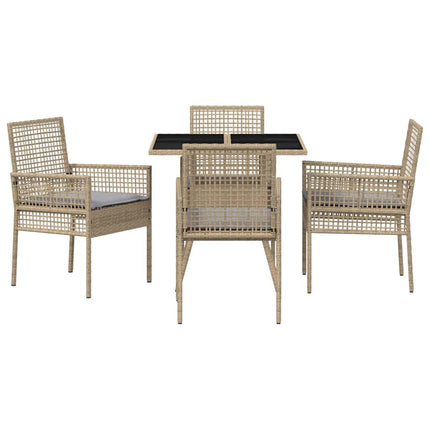 Trädgårdsmöbelset 5 st Beige konstrotting
