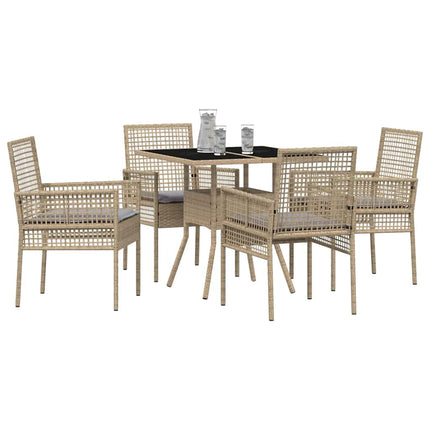 Trädgårdsmöbelset 5 st Beige konstrotting