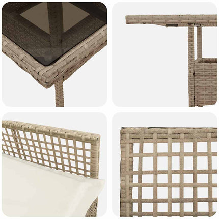 Trädgårdsmöbelset 3 st Beige konstrotting