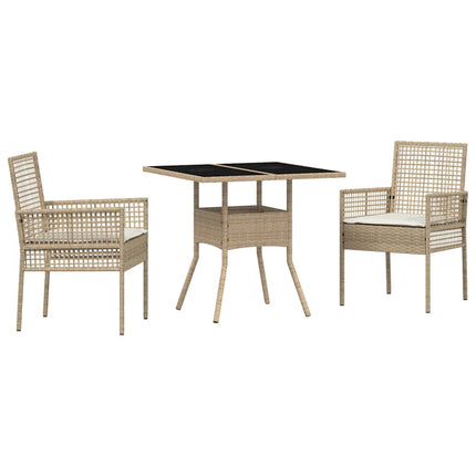 Trädgårdsmöbelset 3 st Beige konstrotting