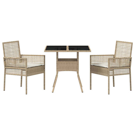Trädgårdsmöbelset 3 st Beige konstrotting