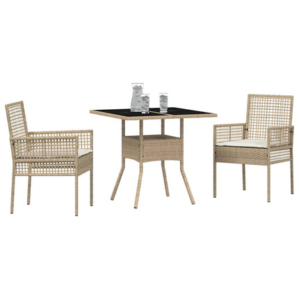 Trädgårdsmöbelset 3 st Beige konstrotting