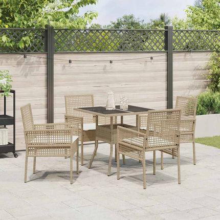 Trädgårdsmöbelset 5 st Beige konstrotting