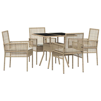 Trädgårdsmöbelset 5 st Beige konstrotting