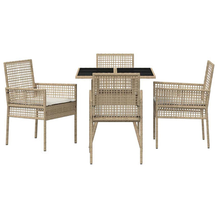 Trädgårdsmöbelset 5 st Beige konstrotting
