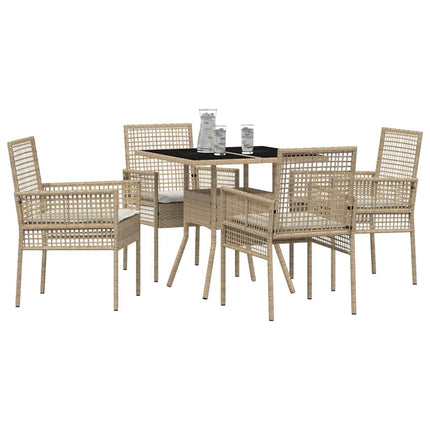 Trädgårdsmöbelset 5 st Beige konstrotting