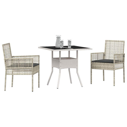 Trädgårdsmöbelset 3 pcs Ljusgrå konstrotting