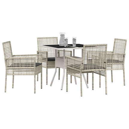 Trädgårdsmöbelset 5 pcs Ljusgrå konstrotting