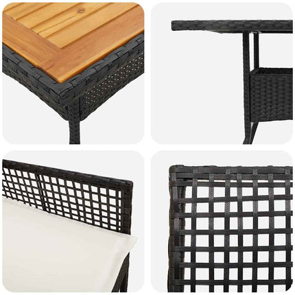 Trädgårdsmöbelset 3 pcs Svart konstrotting