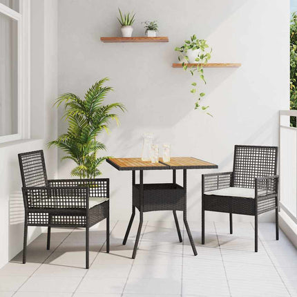 Trädgårdsmöbelset 3 pcs Svart konstrotting