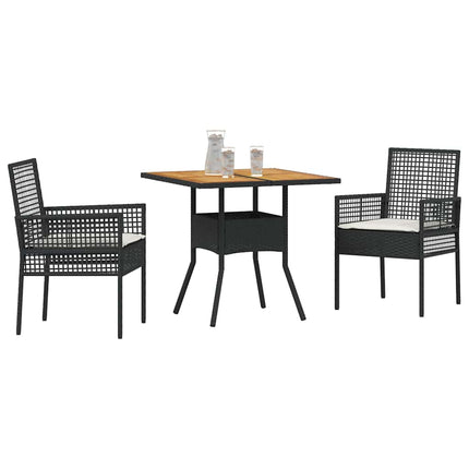 Trädgårdsmöbelset 3 pcs Svart konstrotting