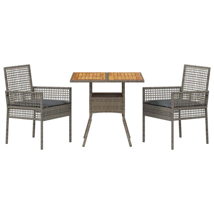 Trädgårdsmöbelset 3 pcs Grå konstrotting