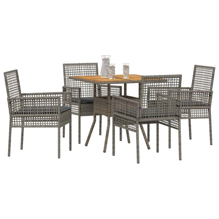 Trädgårdsmöbelset 5 pcs Grå konstrotting