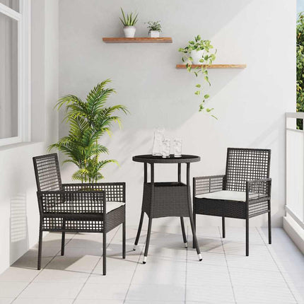 Trädgårdsmöbelset 3 pcs Svart konstrotting