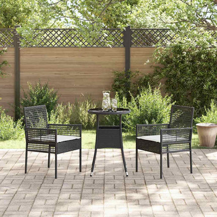 Trädgårdsmöbelset 3 pcs Svart konstrotting