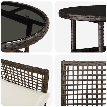 Trädgårdsmöbelset 3 pcs Brun konstrotting