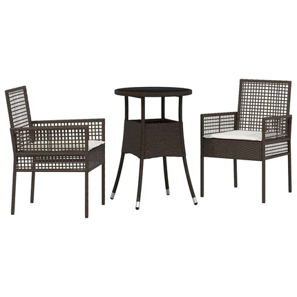 Trädgårdsmöbelset 3 pcs Brun konstrotting