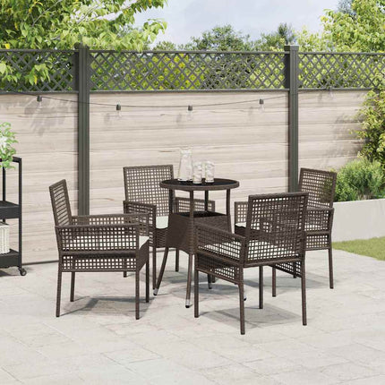 Trädgårdsmöbelset 5 pcs Brun konstrotting