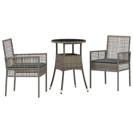 Trädgårdsmöbelset 3 pcs Grå konstrotting