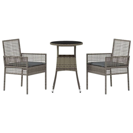 Trädgårdsmöbelset 3 pcs Grå konstrotting