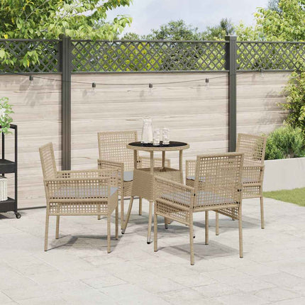 Trädgårdsmöbelset 5 pcs Beige konstrotting