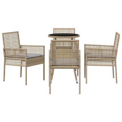 Trädgårdsmöbelset 5 st Beige konstrotting