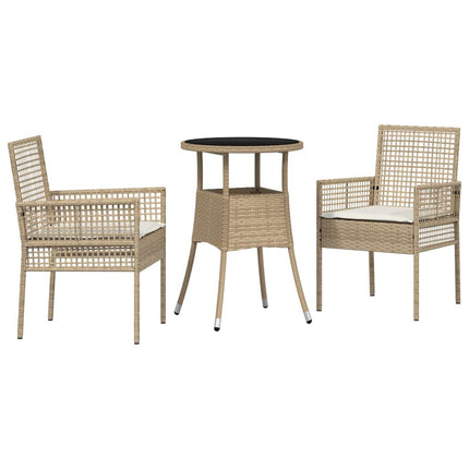 Trädgårdsmöbelset 3 st Beige konstrotting