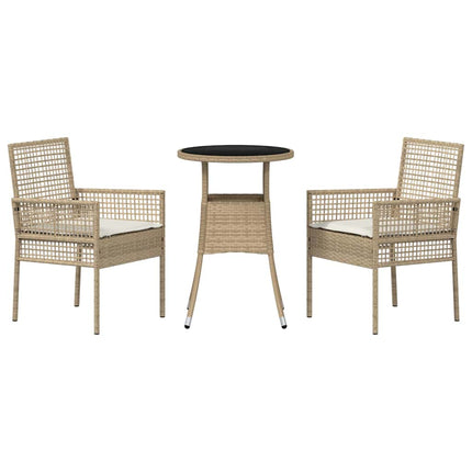 Trädgårdsmöbelset 3 pcs Beige konstrotting