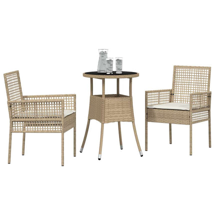 Trädgårdsmöbelset 3 st Beige konstrotting
