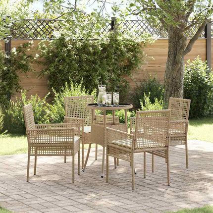 Trädgårdsmöbelset 5 pcs Beige konstrotting