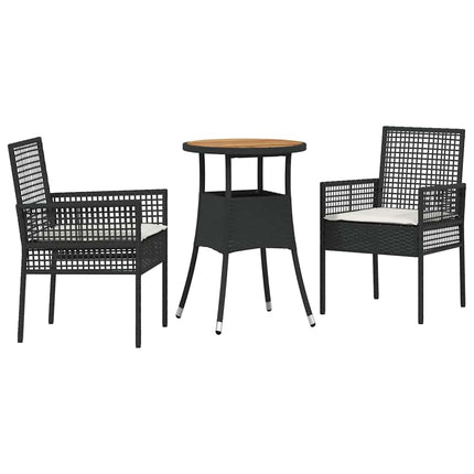 Trädgårdsmöbelset 3 pcs Svart konstrotting