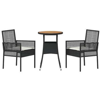 Trädgårdsmöbelset 3 pcs Svart konstrotting