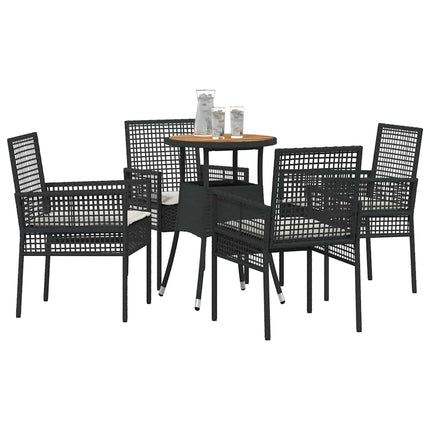 Trädgårdsmöbelset 5 pcs Svart konstrotting