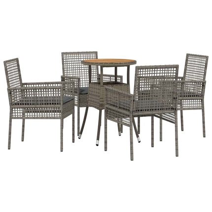 Trädgårdsmöbelset 5 pcs Grå konstrotting
