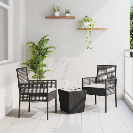 Trädgårds Bistro Set 3 st Svart konstrotting