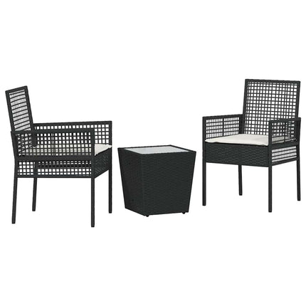 Trädgårds Bistro Set 3 st Svart konstrotting