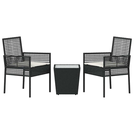 Trädgårds Bistro Set 3 st Svart konstrotting