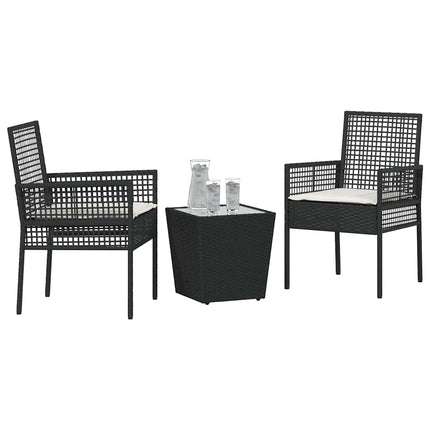 Trädgårds Bistro Set 3 st Svart konstrotting