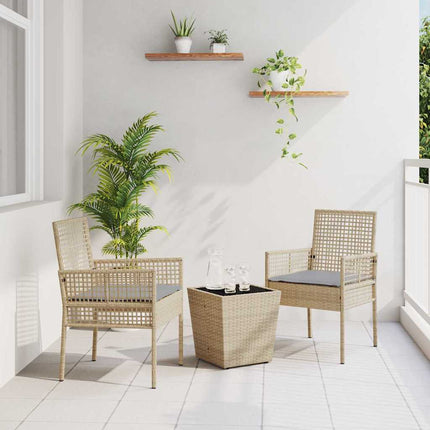 Trädgårds Bistro Set 3 pcs Beige konstrotting