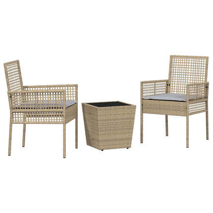 Trädgårds Bistro Set 3 st Beige konstrotting