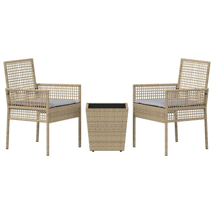 Trädgårds Bistro Set 3 st Beige konstrotting