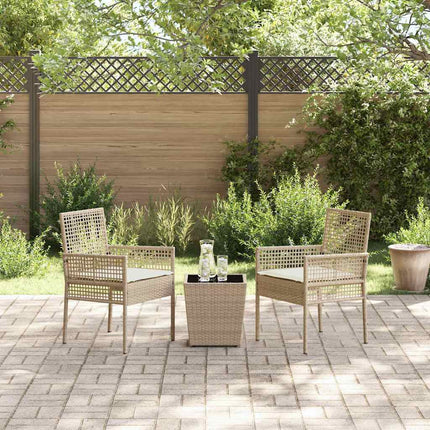 Trädgårds Bistro Set 3 pcs Beige konstrotting