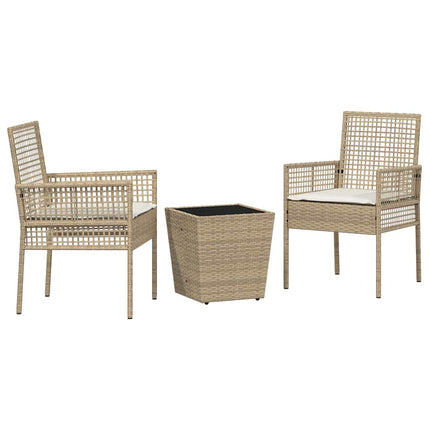Trädgårds Bistro Set 3 st Beige konstrotting